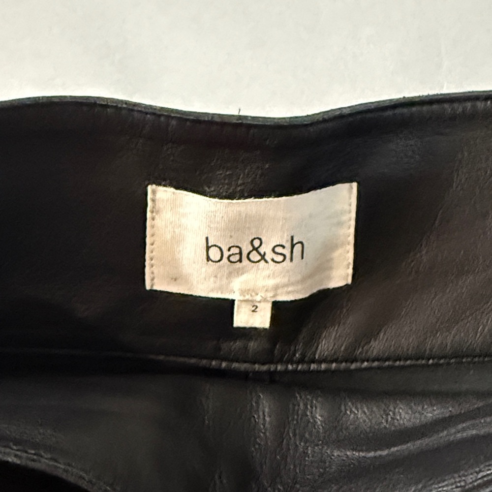 BA&SH -Black Leather Women Skirt - Picture 2 of 5